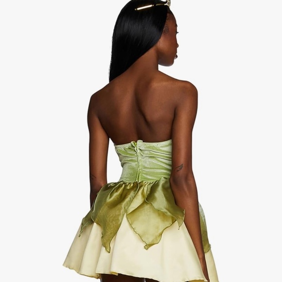 Dolls Kill Green Enchanting Princess Costume - Satin Velvet Dress with Tiara by - Picture 3 of 5